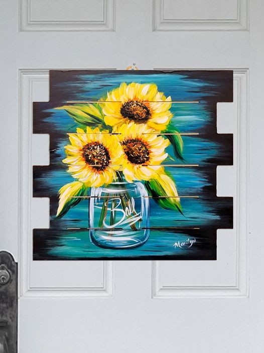 526x701 Wood Cutout - Sunflower Painting On Wood