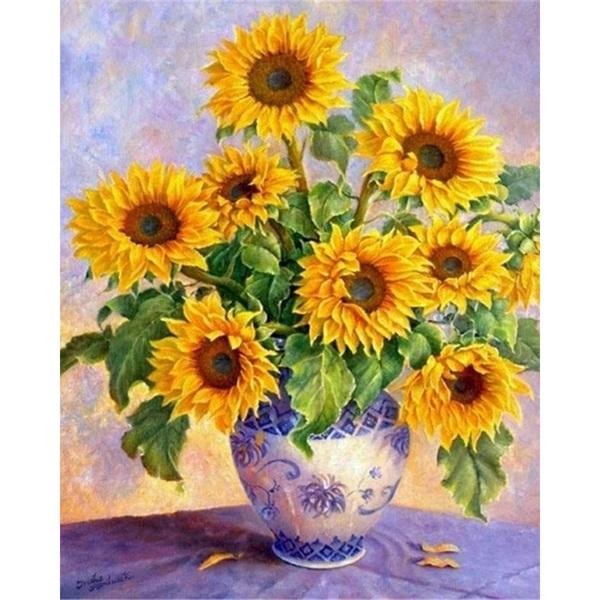 600x600 Sunflower Vase Still Life Oloee - Sunflower Vase Painting