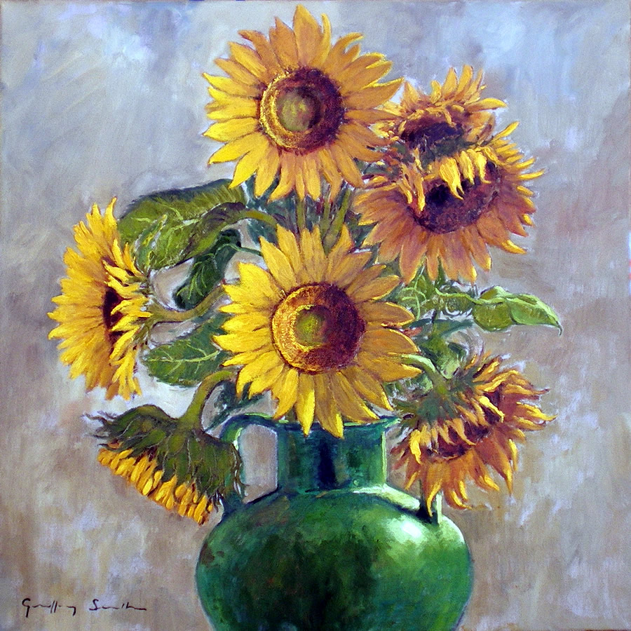 900x900 Sunflowers In A Vase - Sunflower Vase Painting