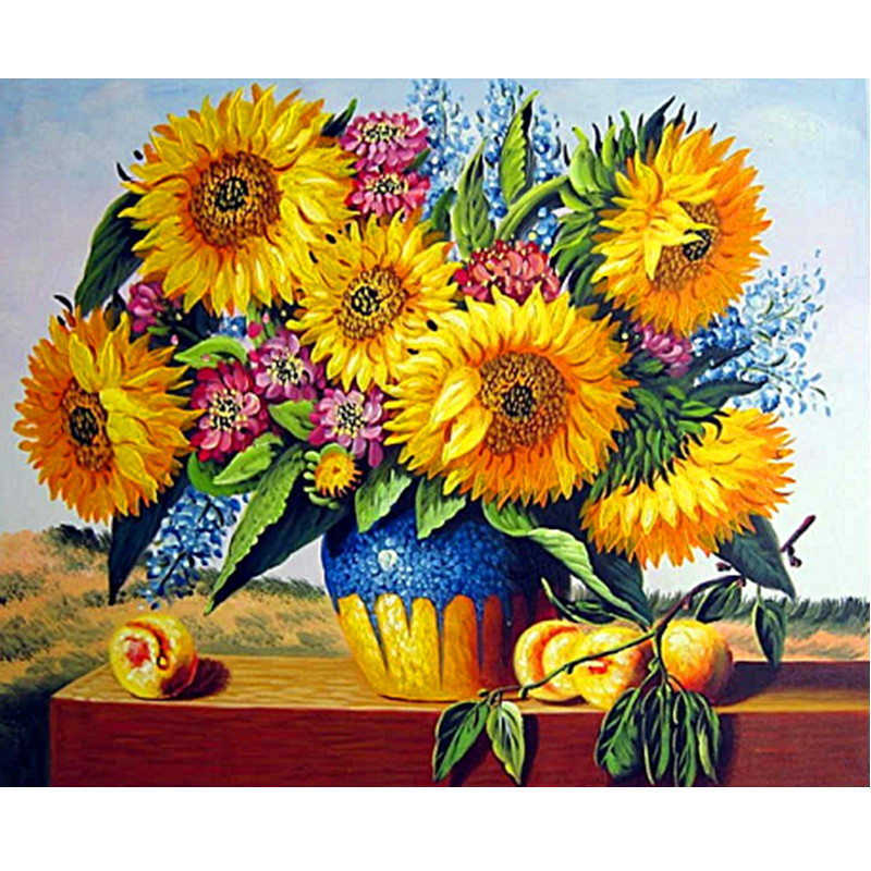 800x800 Diy Diamond Painting Needlework Square Full Diamond Embroidery - Sunflower Vase Painting