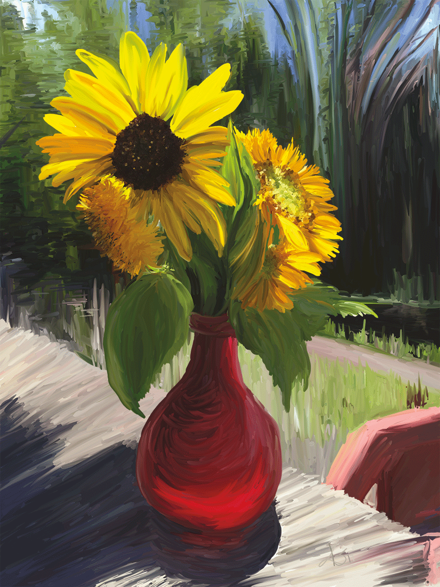 Sunflower Vase Painting At Paintingvalley Com Explore Collection