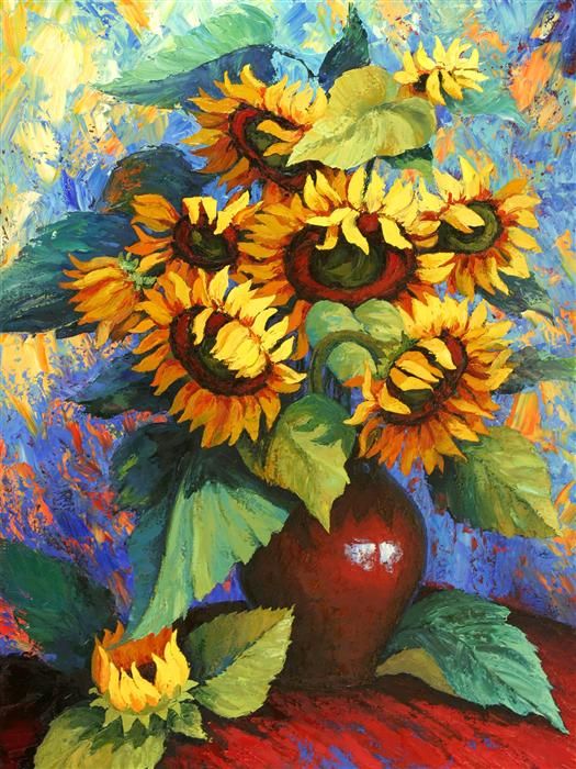 Sunflower Vase Painting at PaintingValley.com | Explore collection of ...