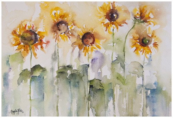 600x409 Like A Sunflower New Watercolor Painting Angela Fehr Watercolours - Sunflower Watercolor Painting