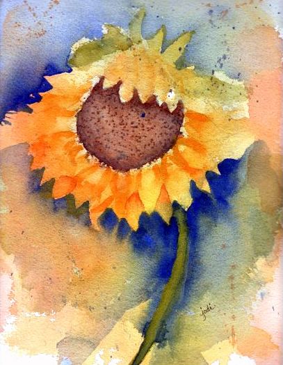 407x524 May 2016 The Creative Life In Between - Sunflower Watercolor Painting