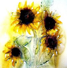 236x239 Sunflowers By Natalie Graham Water + Color - Sunflower Watercolor Painting