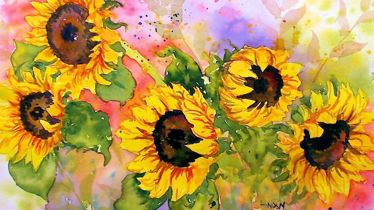 1280x720 Sunflowers In Watercolor! Real Time Tutorial - Sunflower Watercolor Painting