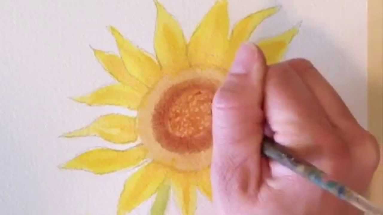 1280x720 How To Draw And Paint A Watercolor Sunflower - Sunflower Watercolor Painting