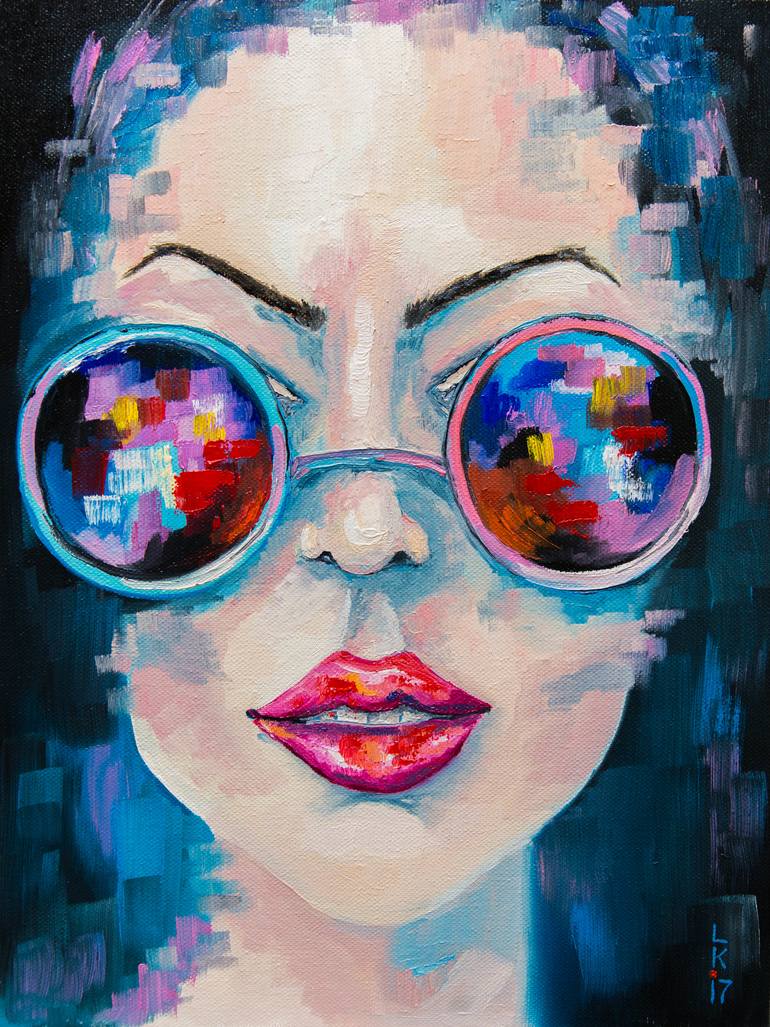 770x1027 Saatchi Art Girl In Sunglasses Painting By Lyubov Kuptsova - Sunglasses Painting
