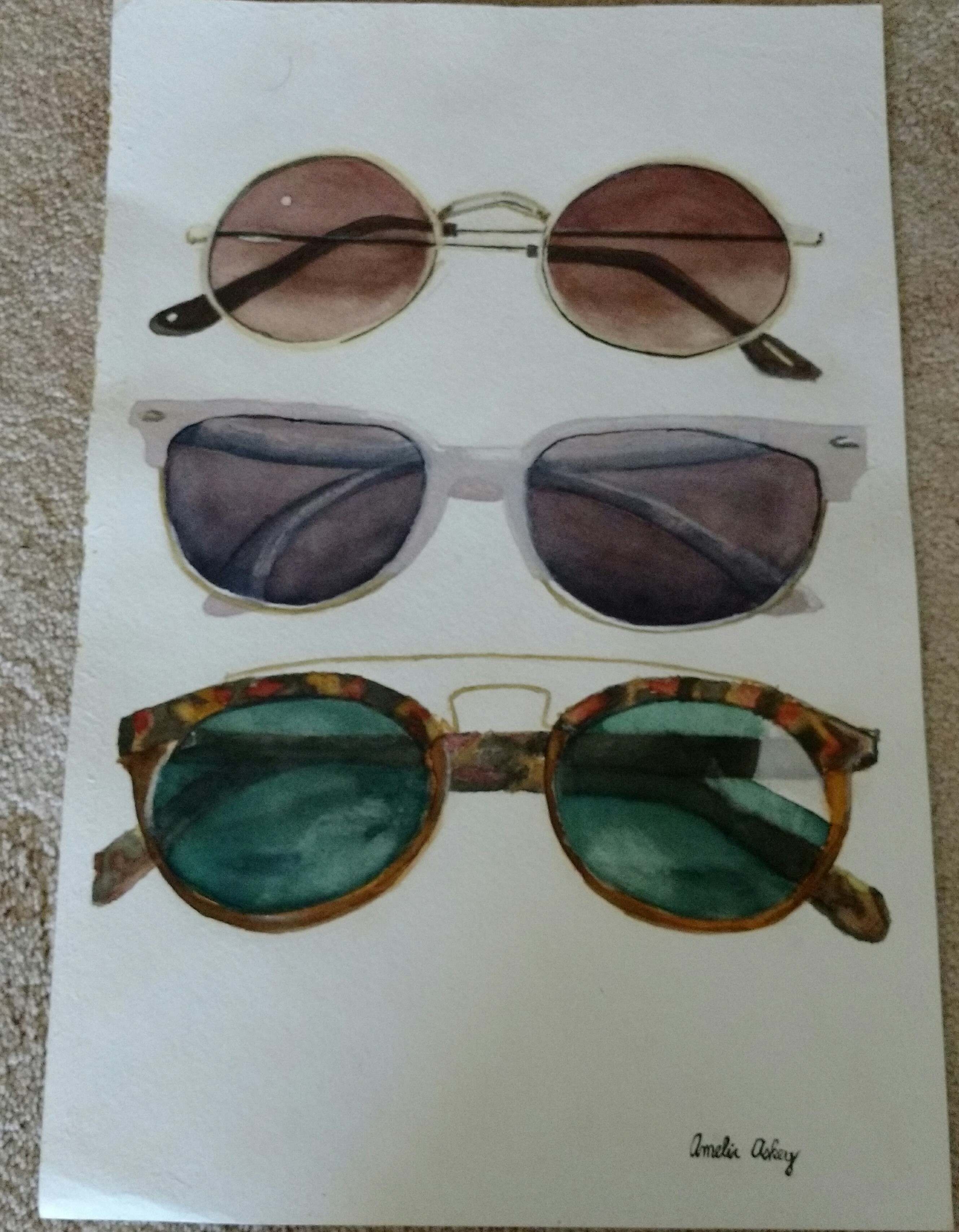 2658x3414 Vintage Sunglasses Watercolor Painting Ameliaaskey12396 - Sunglasses Painting