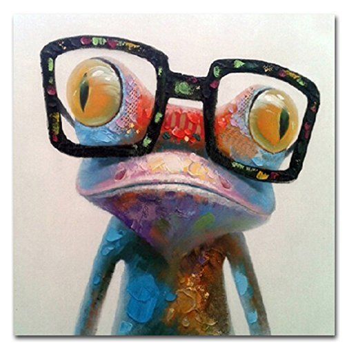 500x500 Cute Frog With Glasses Canvas Print Wall Decor Art Painting Animal - Sunglasses Painting