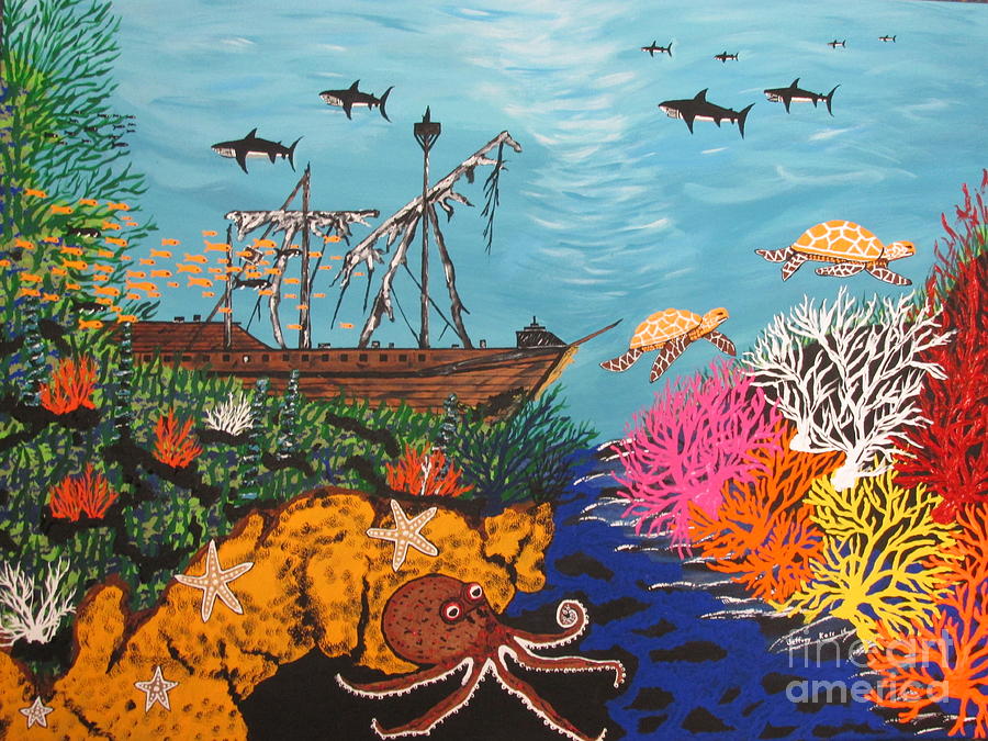 900x675 Sunken Treasure Ship Painting By Jeffrey Koss - Sunken Ship Painting