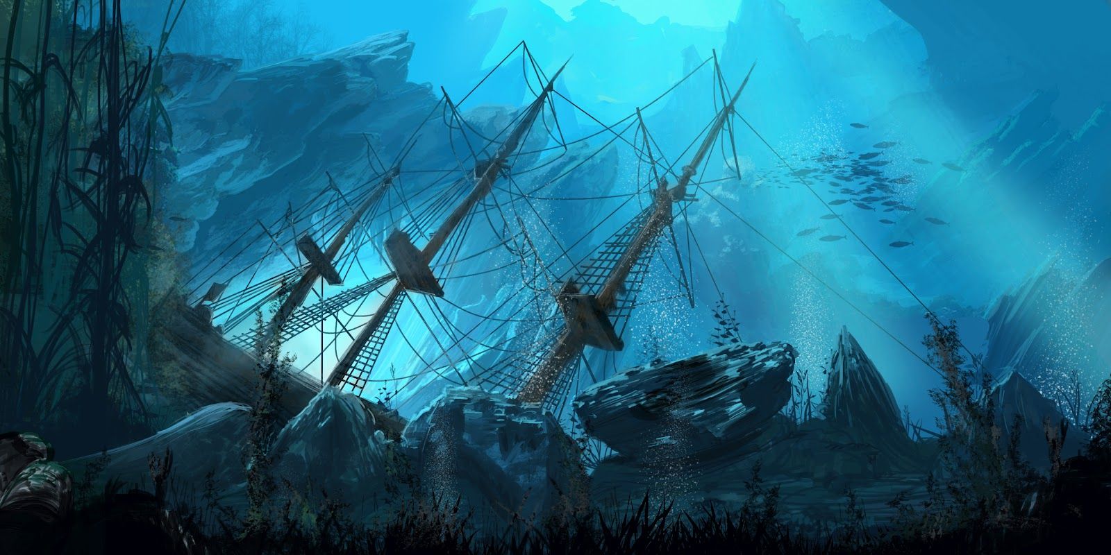 1600x800 Sunken Ship Of The Ships - Sunken Ship Painting