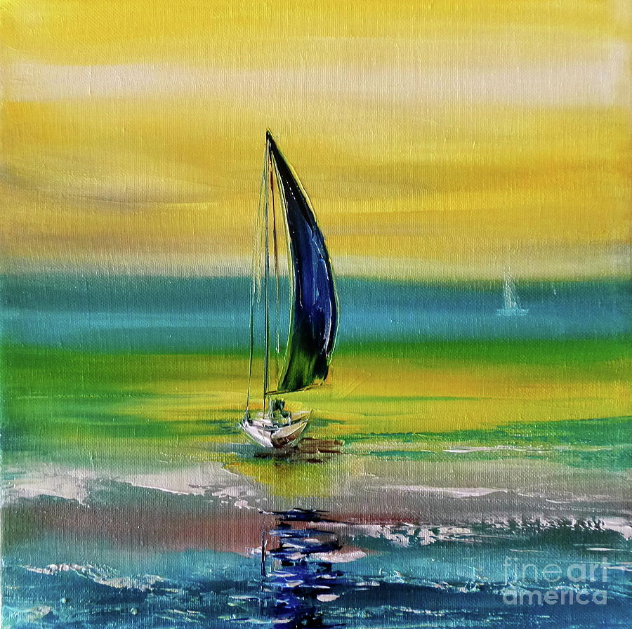 900x896 Sunny Day At Sea Painting By Sayeeda Goriawala - Sunny Day Painting