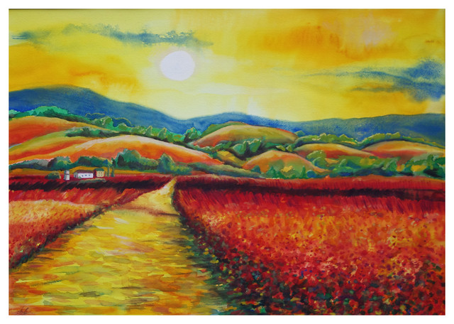 640x456 Sunny Field Original Painting - Sunny Painting