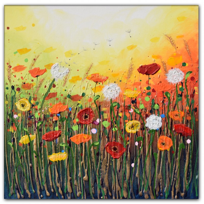 800x800 Sunny Flowers Original Summer Painting On Canvas By Amanda Dagg - Sunny Painting