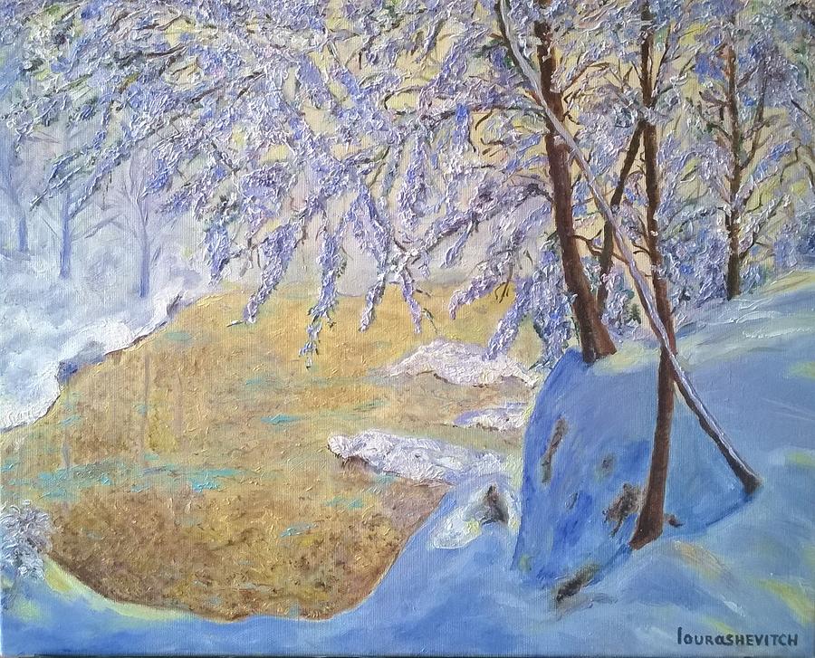 900x727 Sunny Winter Day Modern Oil Painting Painting By Katia - Sunny Painting