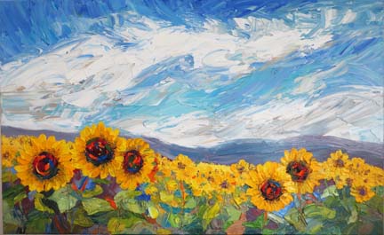 432x265 Niki Gulley New Sunflower Palette Knife Painting - Sunny Painting