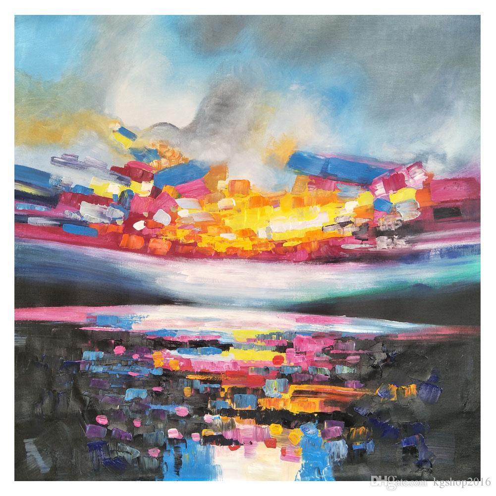1001x1001 2018 Kg Modern Abstract Landscape Painting Handpainted Oil - Sunrise Acrylic Painting