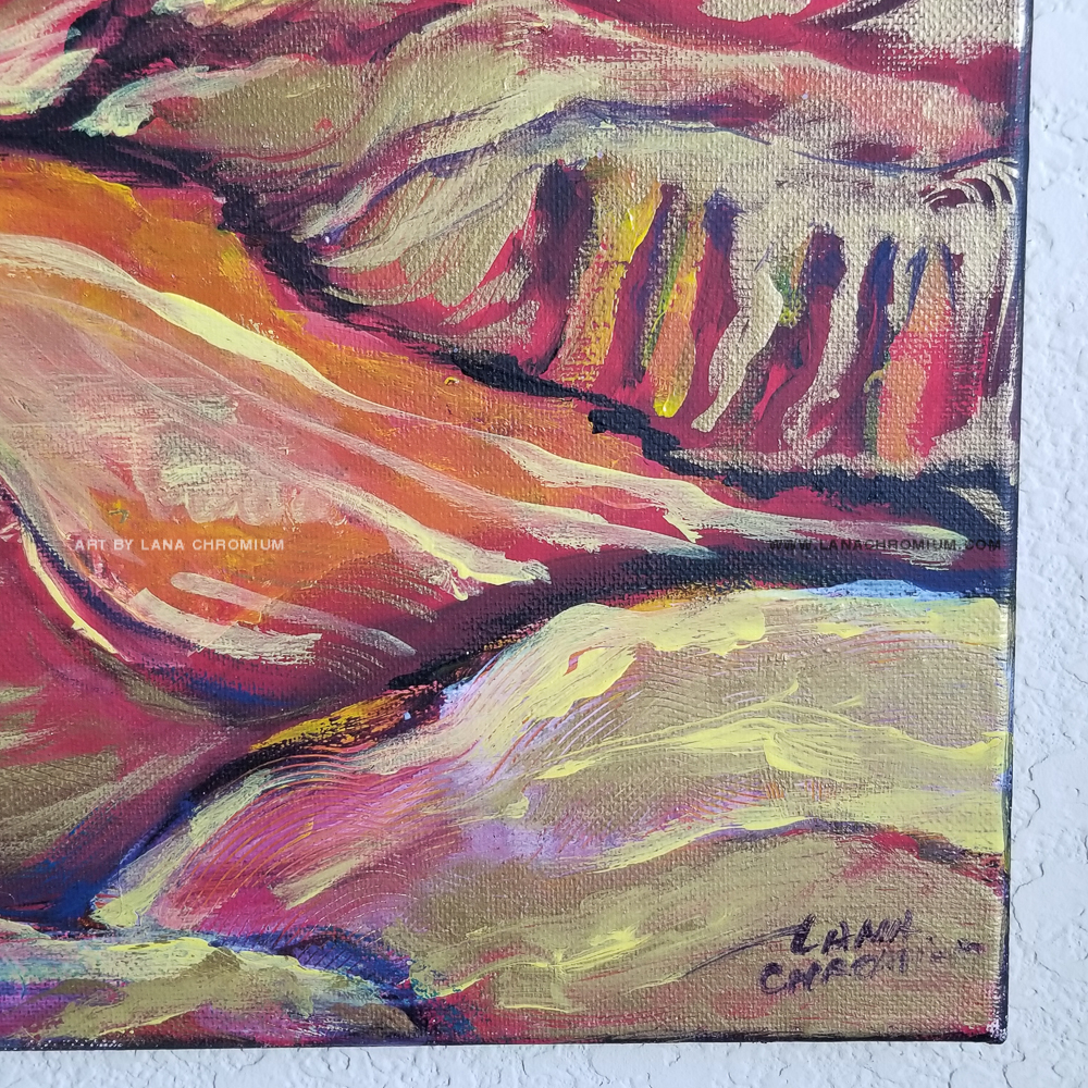 1000x1000 Desert Acrylic Painting On Canvas 16x20in - Sunrise Acrylic Painting