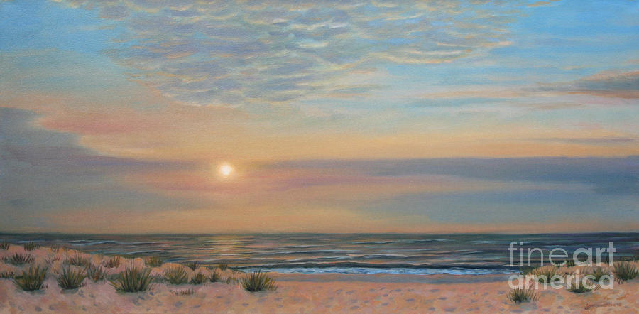 900x442 Long Beach Island Sunrise Painting By Jane Simonson - Sunrise Beach Painting