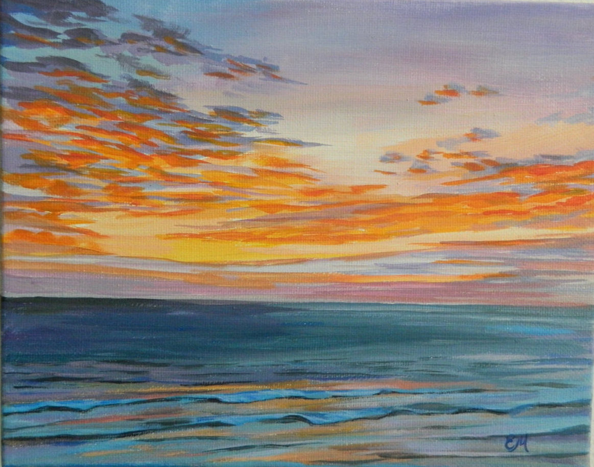 1163x915 Sunrise Painting Beach Painting Seascape Florida Sunrise - Sunrise Beach Painting