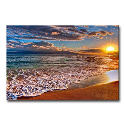 425x425 Wall Art Painting Beach Sunrise White Wave Prints - Sunrise Beach Painting