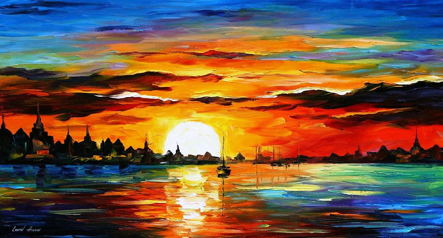 900x485 Sunrise In The Harbor - Sunrise Canvas Painting
