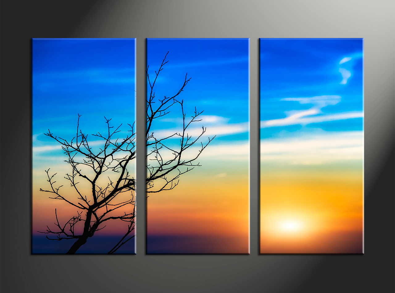 1280x950 3 Piece Yellow Sunset Sunrise Landscape Artwork - Sunrise Canvas Painting