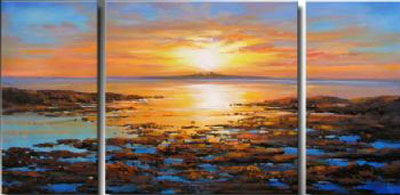 400x195 Sunrise Iii Modern Canvas Art Wall Decor Seascape Oil Painting - Sunrise Oil Painting