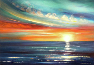 300x210 Sunset Sunrise Original Oil Paintings By Gina De Gorna, Sunset - Sunrise Oil Painting
