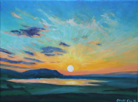 570x425 Items Similar To Original Sunrise Wall Art Acrylic Painting - Sunrise Painting