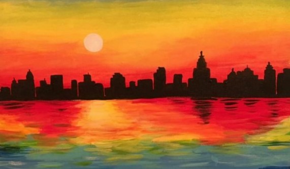 571x333 Paint And Sip Monet's Manhattan Sunrise - Sunrise Painting