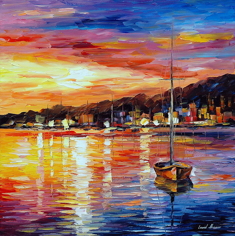998x1000 Sunrise Palette Knife Oil Painting On Canvas By Leonid Afremov - Sunrise Painting