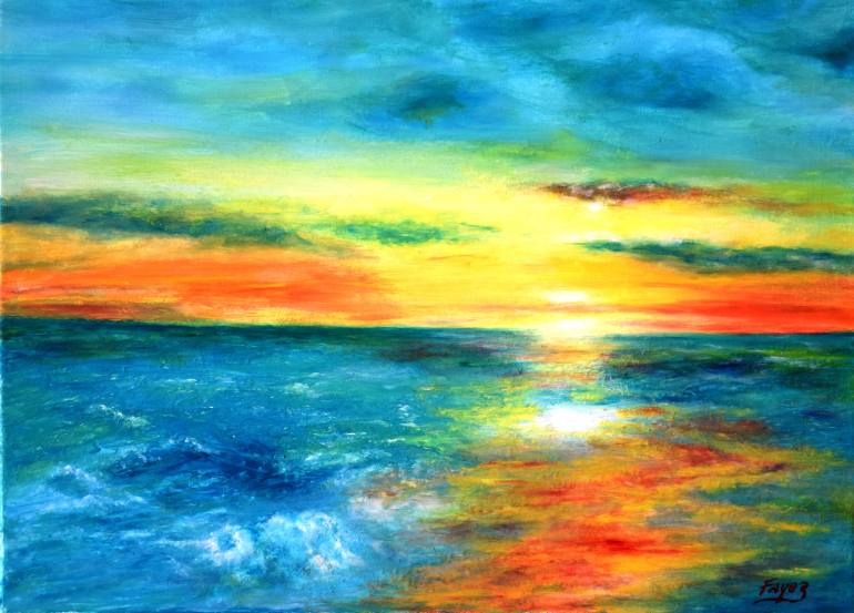 770x553 Saatchi Art Amazing Sunrise Painting By Fayez Sedarous - Sunrise Painting