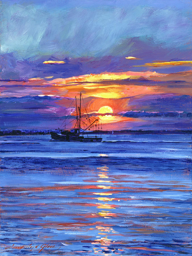 676x900 Salmon Trawler At Sunrise Painting By David Lloyd Glover - Sunrise Painting