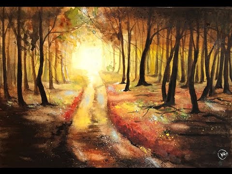 480x360 Watercolor Forest Sunrise Painting Demonstration - Sunrise Painting