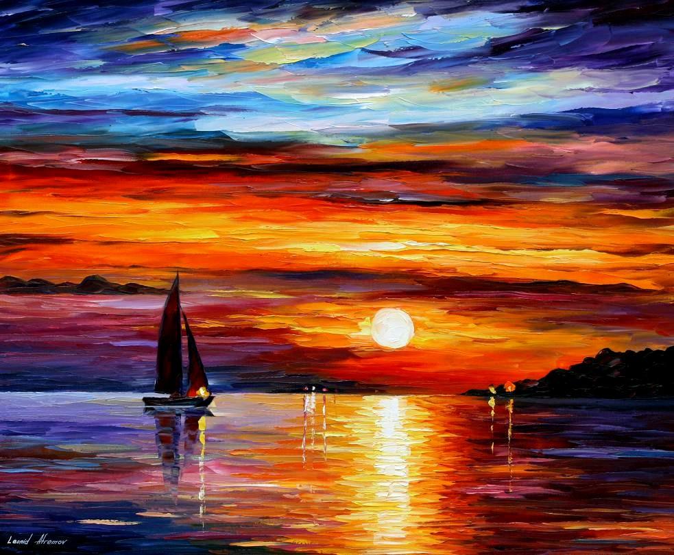 983x810 Leonid Afremov, Oil On Canvas, Palette Knife, Buy Original - Sunset Canvas Painting