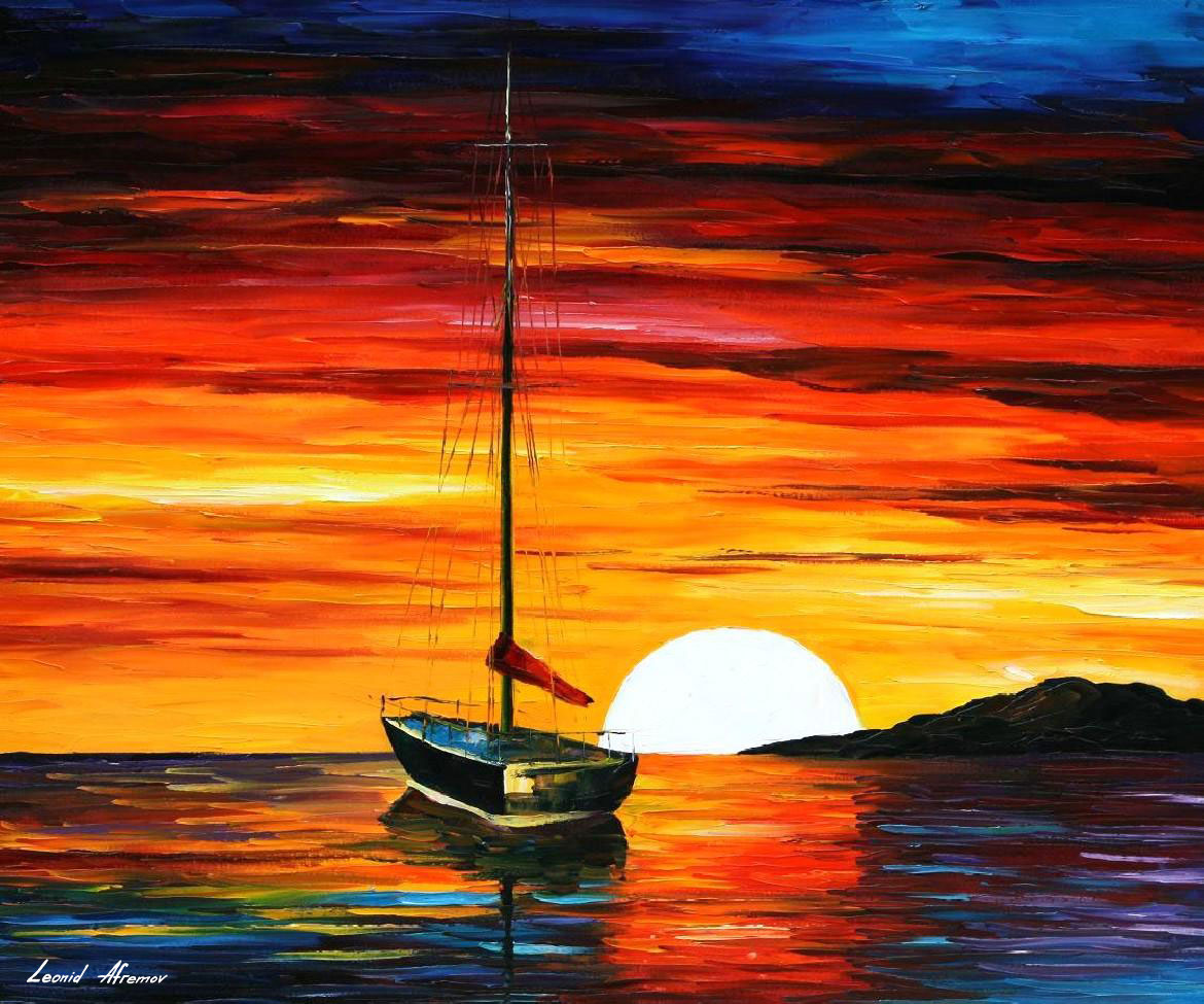 1170x975 Sunset By The Hill Palette Knife Oil Painting On Canvas By - Sunset Canvas Painting