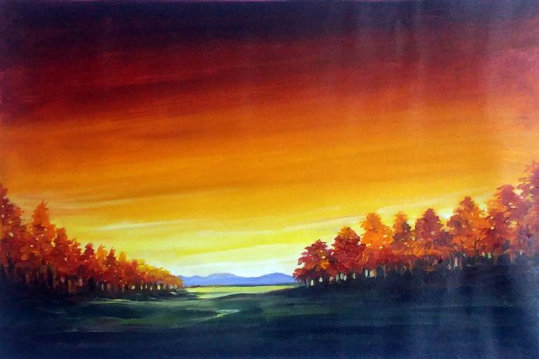 770x513 Saatchi Art Autumn Sunset - Sunset Canvas Painting