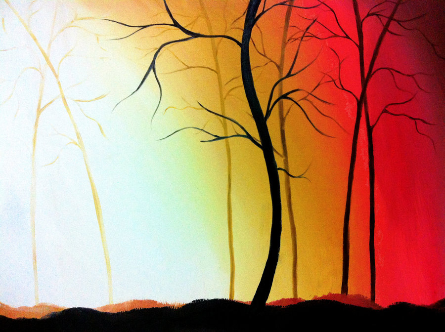 900x672 Sunset Forest By Greekaries - Sunset Forest Painting