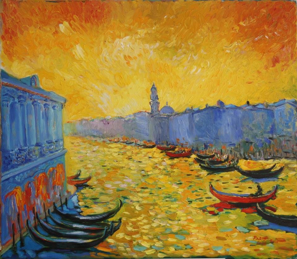 960x836 Parid Dule Artwork Sunset In Venice Original Painting Oil - Sunset In Venice Painting