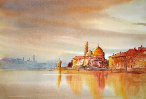 500x341 Sunset In Venice Painting - Sunset In Venice Painting