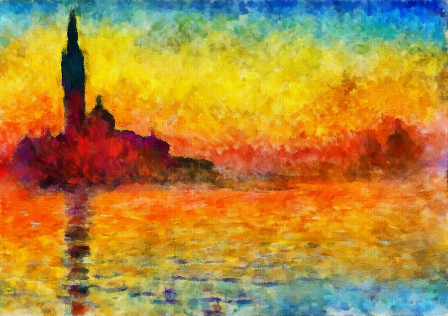 900x636 Sunset In Venice Painting By Claude Monet - Sunset In Venice Painting