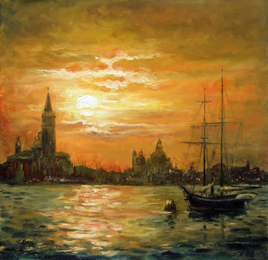 900x874 Venice Sunset - Sunset In Venice Painting