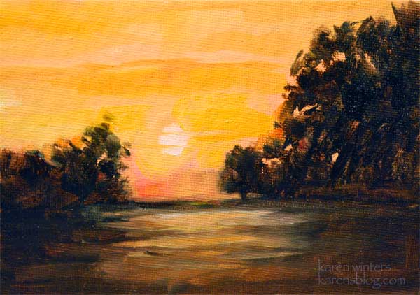 600x422 Newport Back Bay Sunset California Landscape Painting - Sunset Landscape Painting