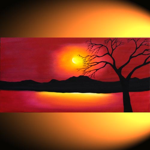 Sunset Landscape Painting at PaintingValley.com | Explore collection of ...