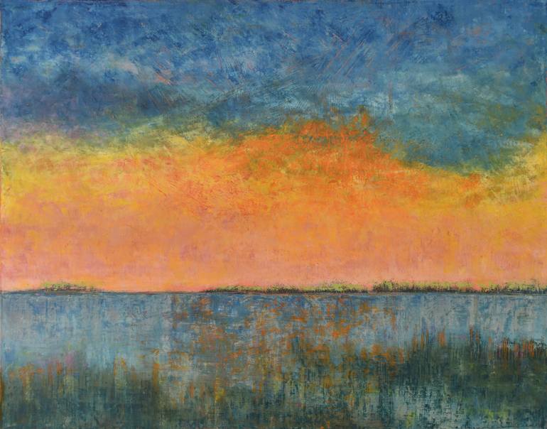 770x604 Saatchi Art Sunset On The Bay - Sunset Landscape Painting