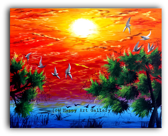570x461 Sunset Landscape Painting Sunset Painting Landscape Art - Sunset Landscape Painting