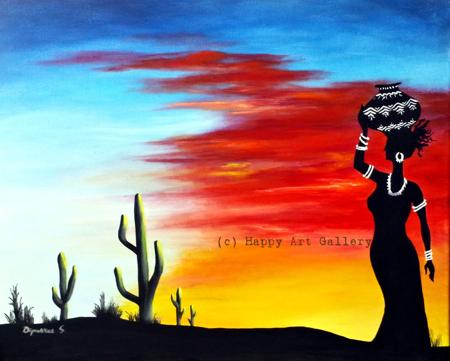 1500x1205 Desert Sunset Landscape Painting Landscape Art Abstract - Sunset Landscape Painting