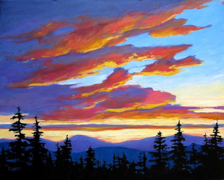 Sunset Mountain Painting at Explore